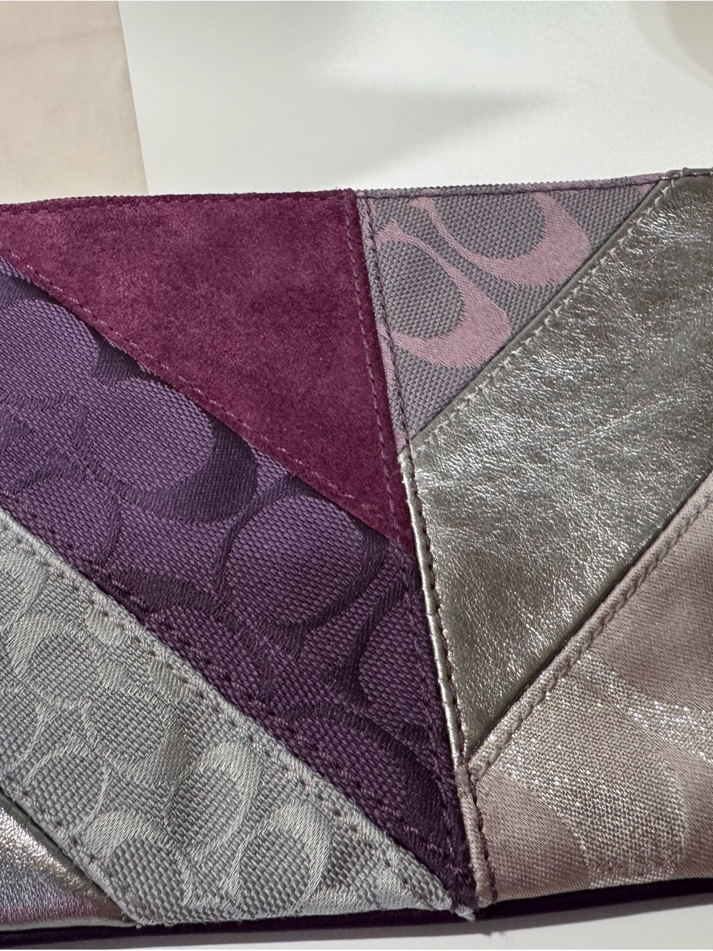 Coach Purple Suede & Metallic Patchwork Wristlet Duo - Picture 5 of 16